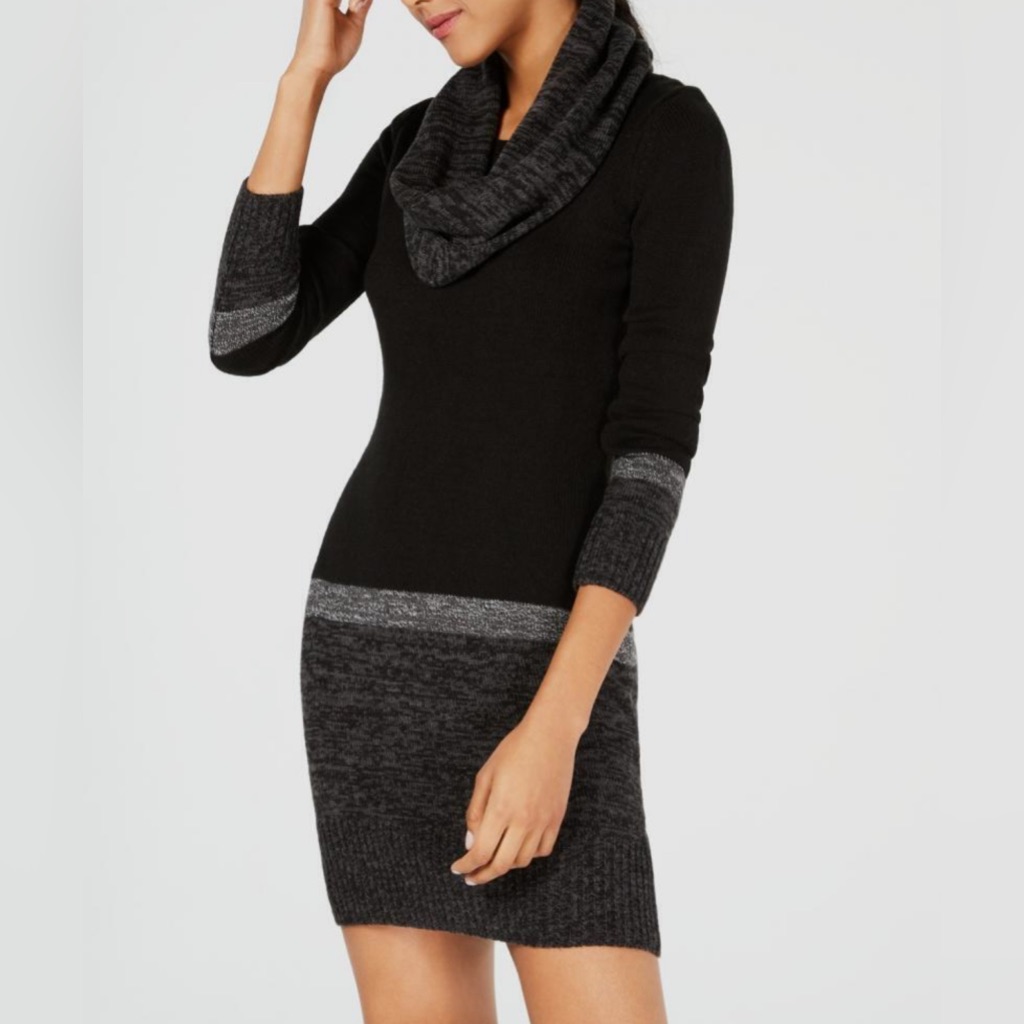 Black And Gray Women's Sweater Dress